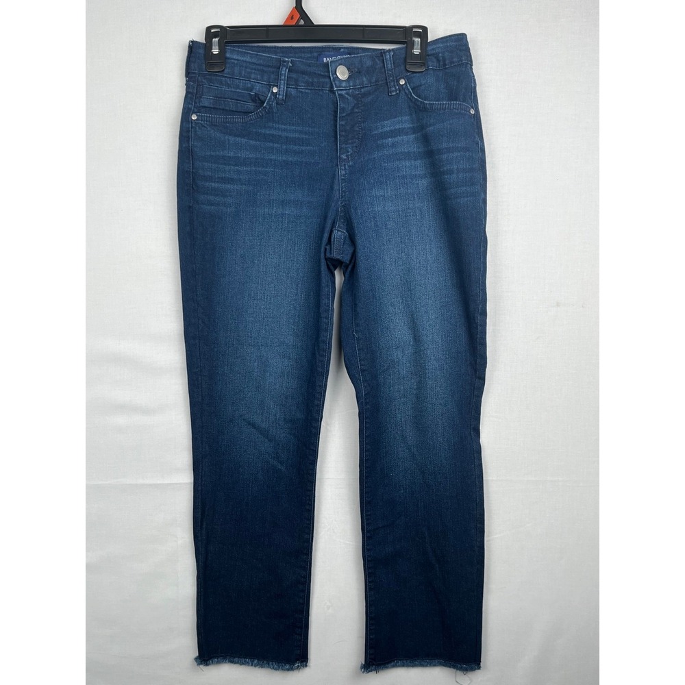 Bandolino Millie Capri Jeans‎ Womens 4 Dark Wash Raw Hem Cropped Denim Blue
